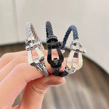 [⭐vintora]FORCE LARGE HORSESHOE HALF DIAMOND BRACELET SILVER