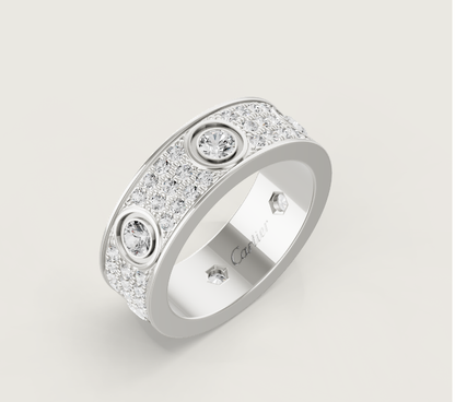 [⭐vintora]LOVE RING 6.5MM Full Diamond, 6 Major Diamonds Silver