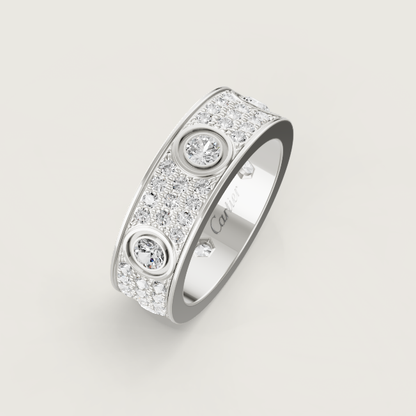 [⭐vintora]LOVE RING 6.5MM Full Diamond, 6 Major Diamonds Silver
