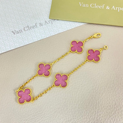 [⭐vintora]NEW BUBBLE PINK ENAMEL 5-FLOWER BRACELET