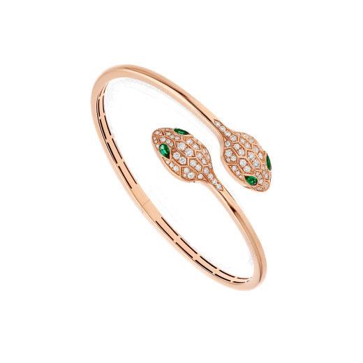 [⭐vintora]SERPENTI BRACELET PINK GOLD MALACHITE DIAMOND DOUBLE SNAKE