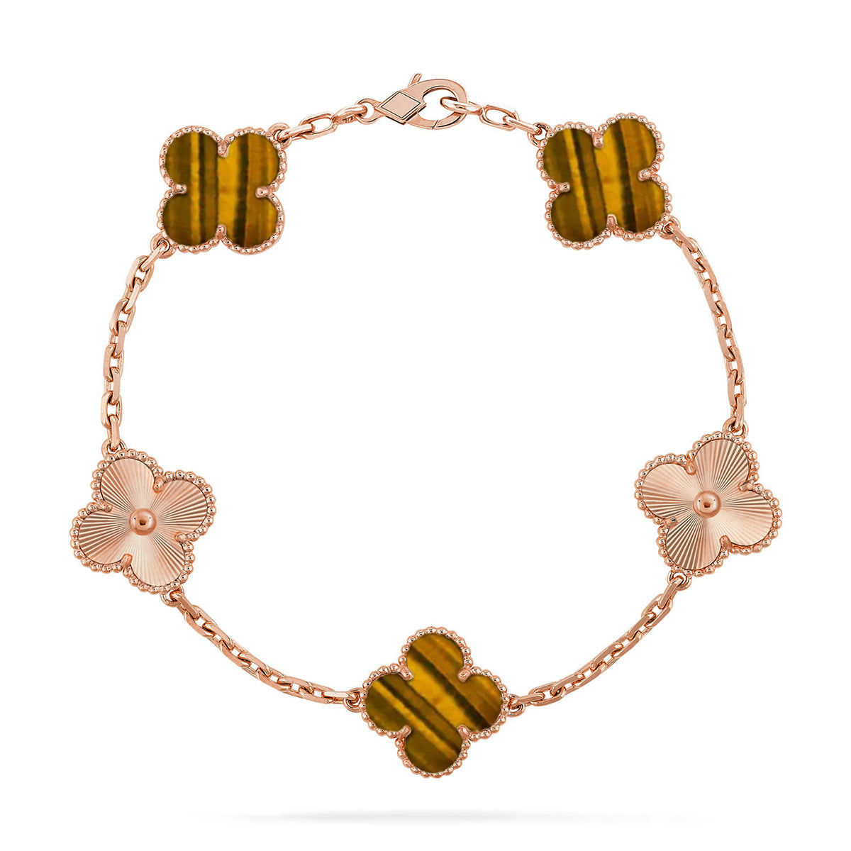 [⭐vintora] CLOVER 5 MOTIFS TIGER EYE BRACELET COLLECTION