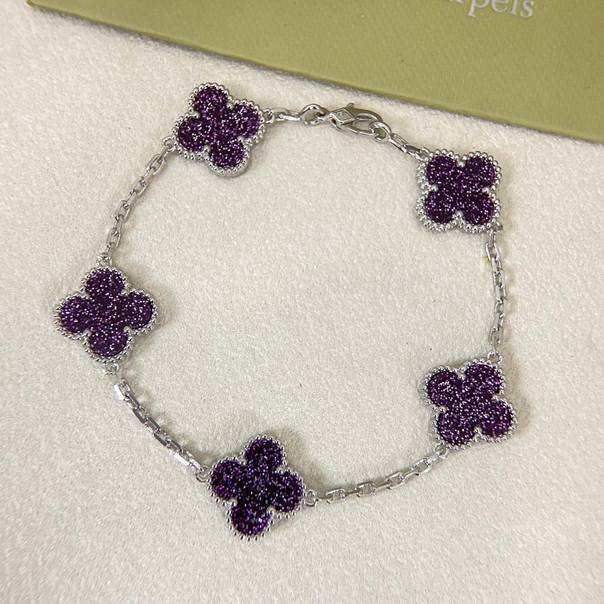 [⭐vintora]NEW PURPLE SAND-GOLD FOUR-LEAF CLOVER 5-FLOWER BRACELET