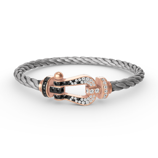 [⭐vintora]FORCE LARGE HORSESHOE BLACK WHITE DIAMOND BRACELET ROSE GOLD
