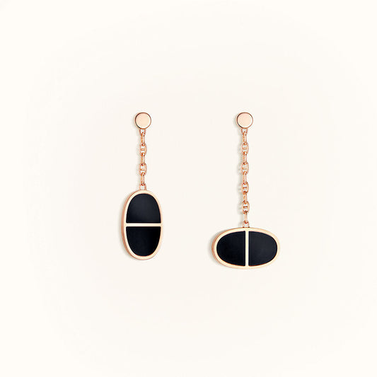 [⭐vintora]CHAINE VERSO BLACK CERAMIC EARRINGS