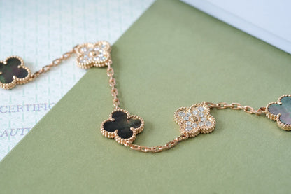 [⭐vintora] CLOVER 5 MOTIF GRAY MOP BRACELET COLLECTION