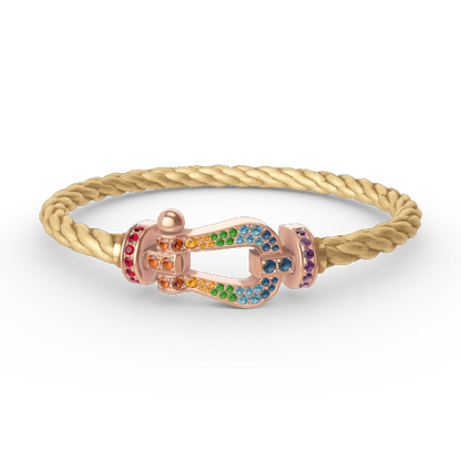 [⭐vintora]FORCE LARGE HORSESHOE  COLORED DIAMOND BRACELET ROSE GOLD