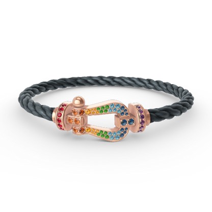 [⭐vintora]FORCE LARGE HORSESHOE  COLORED DIAMOND BRACELET ROSE GOLD