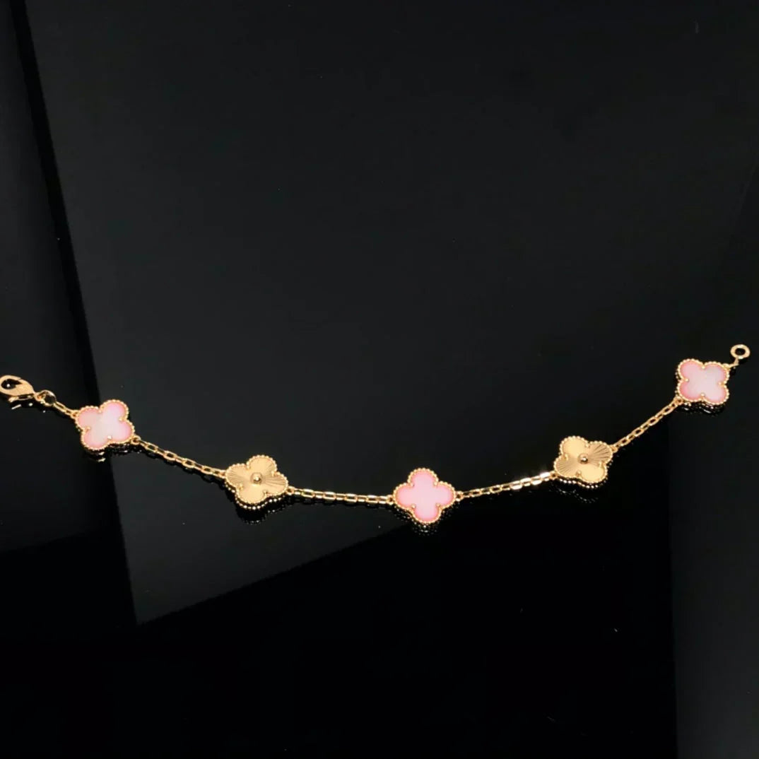 [⭐vintora] CLOVER 5 MOTIFS  PINK MOP BRACELET COLLECTION