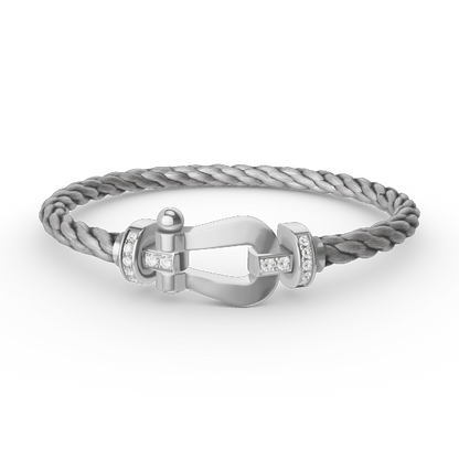 [⭐vintora]FORCE LARGE HORSESHOE HALF DIAMOND BRACELET SILVER
