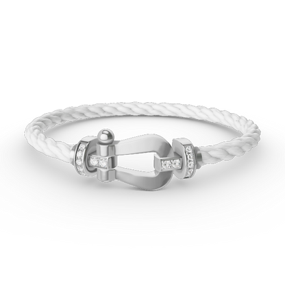 [⭐vintora]FORCE LARGE HORSESHOE HALF DIAMOND BRACELET SILVER